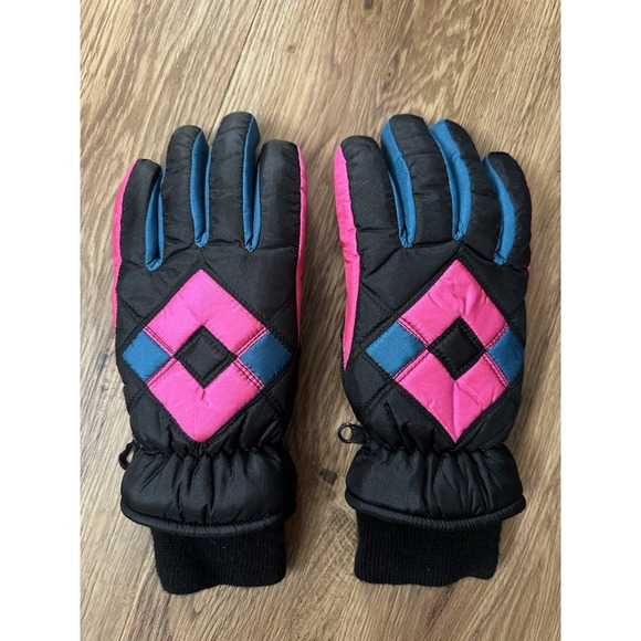 Accessories - Vintage Retro 90s Fleece Lined Bright Colored Winter Ski Snow Gloves Women's L